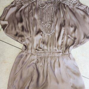 Green olive satin Romper